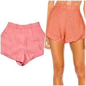 LPA | Women | Coral Shimmer Leopard Print High Waist Flare Tencel Shorts | Sz XS